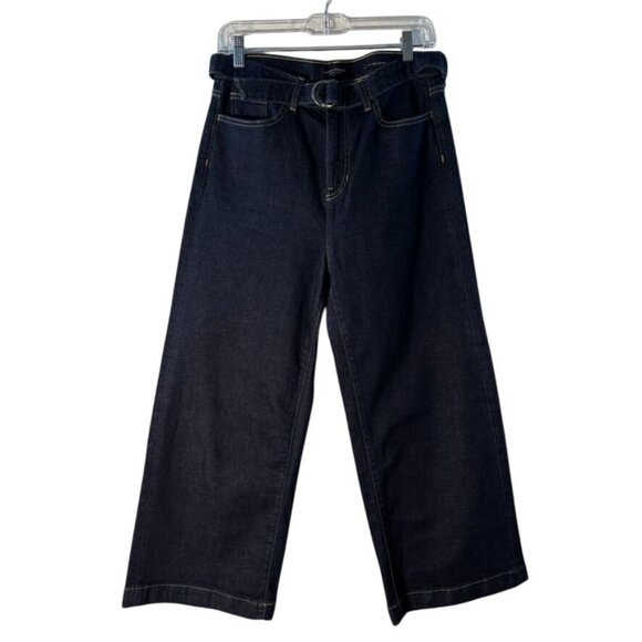 Banana Republic Premium Denim High-Rise Wide-Leg Crop Jeans 28 Dark Wash - Picture 1 of 11